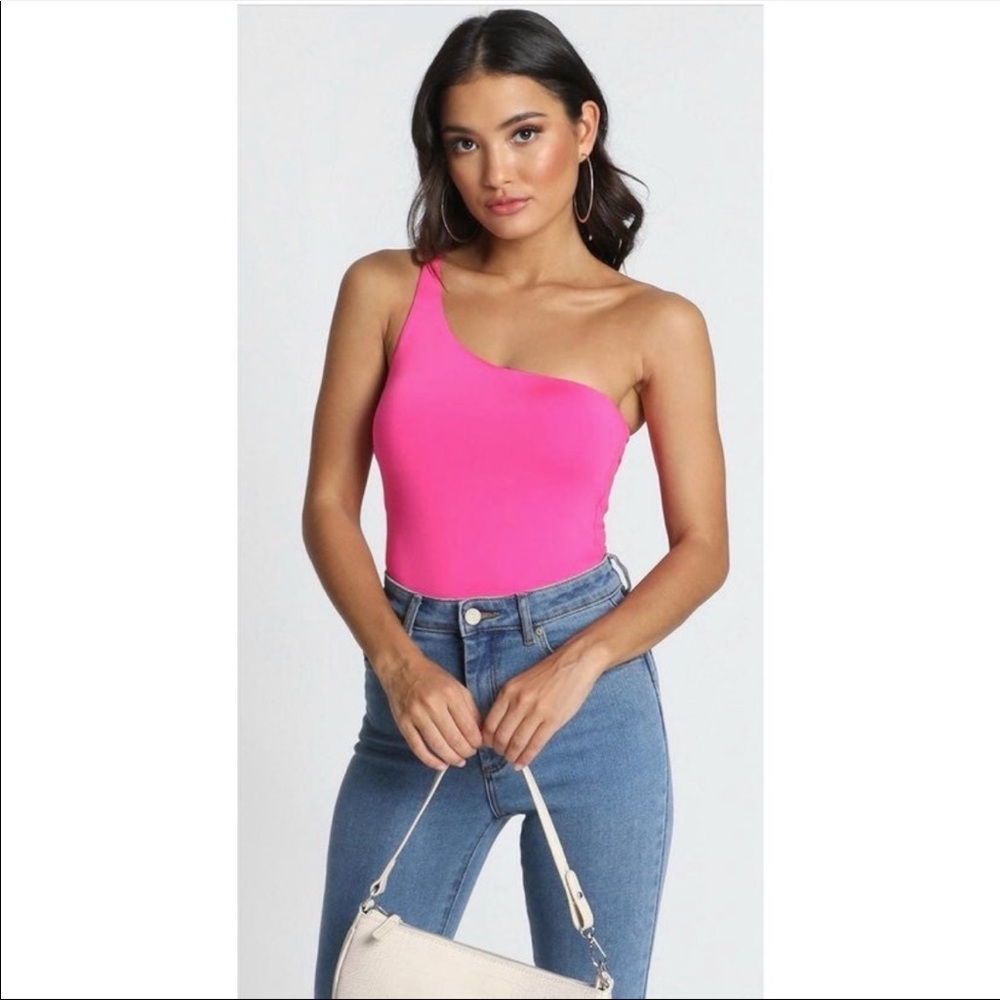 ShowPo Pink Bodysuit Size 0 One shoulder NWT